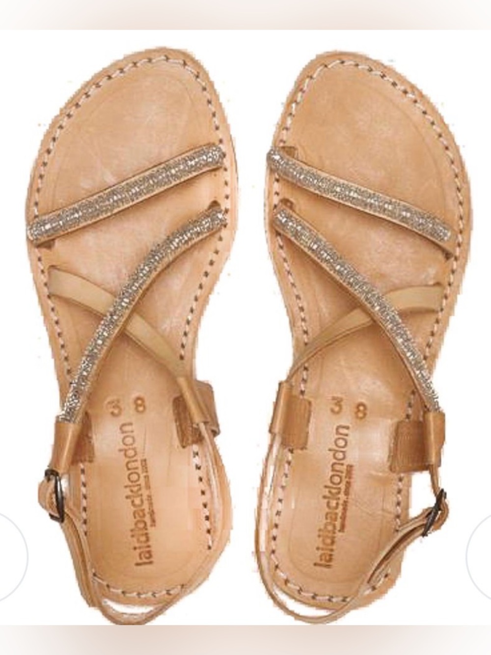 Laidback London Azari Embellished Leather Sandals Size 38 / US 7.5